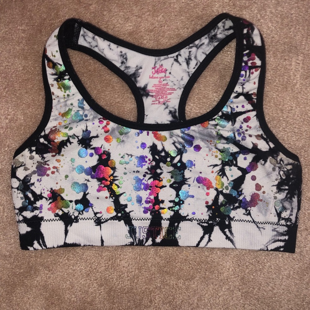 Girls’ Justice Rainbow Splatter Sports Bra